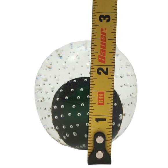 Vintage Control Bubbles Round Pacific Japan Paperweight Clear Green 2.75" - Picture 2 of 10